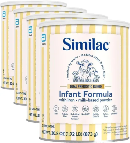 Vista 10 de Similac Mezcla prebiótica doble, fórmula para bebés con hierro, polvo a base de leche, 0-12 meses, lata de 30.8 onzas