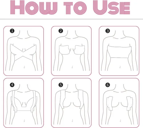 Vista 5 de Cinta elástica transparente para levantamiento de senos, brasier adhesivo invisible como cinta de moda, cinta corporal o cinta transgénica, Claro