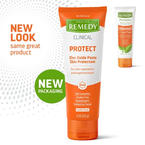 Vista 2 de Medline Remedy Crema protectora de piel con óxido de zinc clínico (tubo de 4 oz), aroma a vainilla, crema para sarpullido de pañales, cuidado