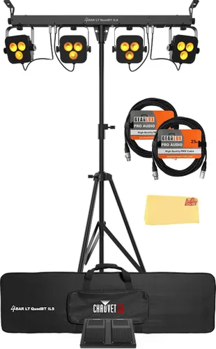 Vista 4 de CHAUVET DJ Paquete 4BAR Quad ILS con 2 cables DMX y paño de pulido Austin Bazaar