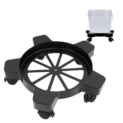 Vista 12 de CNQLIS Dolly de cubo de 5 galones con 5 ruedas giratorias giratorias, 75 libras, color negro 2PCS-BK
