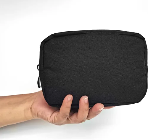 Vista 5 de Pequeña bolsa de maquillaje para bolso, paquete de 2 bolsas de viaje con cremallera, mini organizador portátil versátil para artículos de tocador
