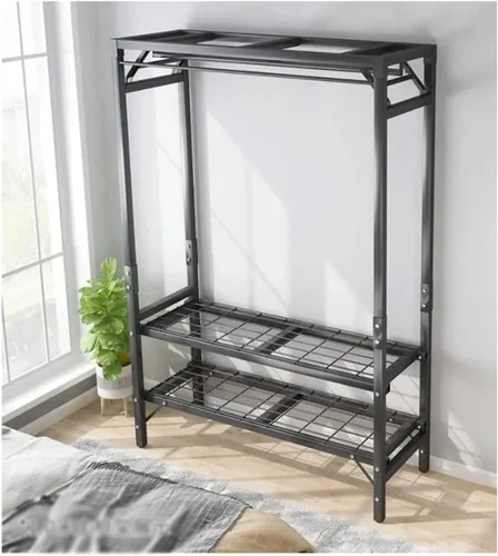 Vista 6 de Armario para adultos, armario para el hogar, dormitorio, plegable, fuerte y duradero, marco de acero al carbono para colgar