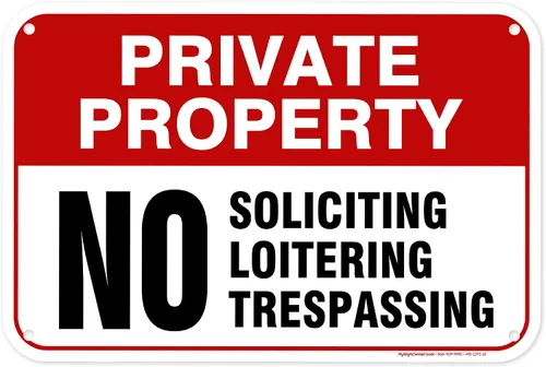 Vista 13 de Señal de propiedad privada No Trespassing No Loitering No Soliciting (7x10)