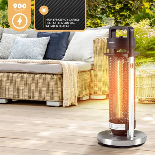 Vista 3 de SereneLife Calentador infrarrojo para patio, calentador eléctrico para patio con control remoto, 900 W, calentadores de interior/exterior