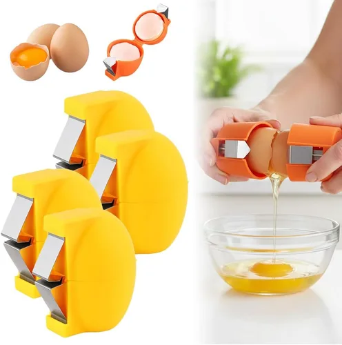 Vista 12 de Abridor de cáscara de huevo, separador de huevos de acero inoxidable para huevos crudos, herramienta de galleta, utensilios de cocina, cortador