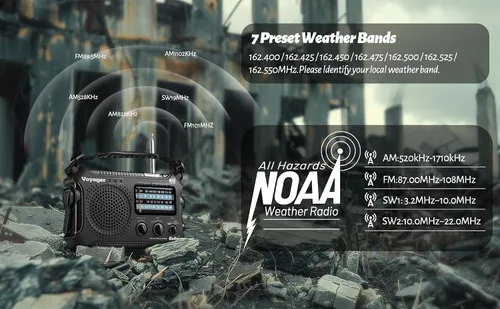 Vista 6 de Radio de alerta meteorológica Kaito KA500 de emergencia AM/FM/SW con 5 funciones Negro