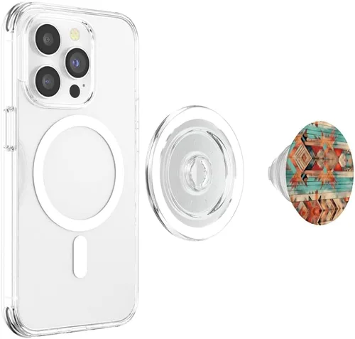 Vista 4 de Patrón azteca bohemio occidental, estilo vintage, patrón tribal PopSockets MagSafe PopGrip para iPhone