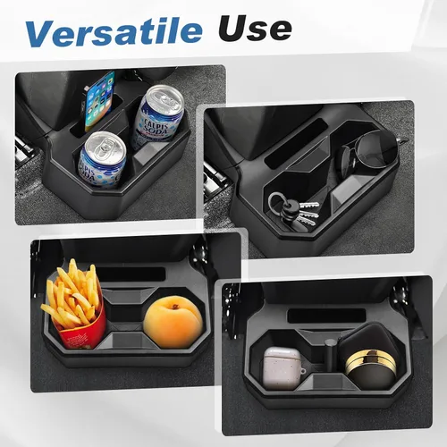 Vista 5 de Karltys Portavasos para asiento trasero de automóvil, bandeja organizadora de portavasos trasera fija con herramientas, accesorios interiores