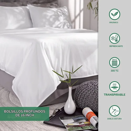 Vista 4 de Pure Bamboo Sábanas Twin, Juego de Sábanas de Cama de Viscosa 100% Orgánica Genuina Derivada de Bambú, Lujosamente Suaves y Refrescantes, Doble