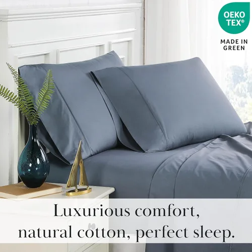 Vista 3 de Southshore Fine Living, Inc., Sábanas de Algodón 100% con Bolsillo Profundo, Sábanas de Algodón Satén de 300 Hilos Juego de Cama Tamaño Full, Sábana
