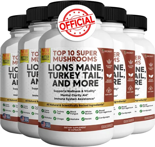 Vista 9 de Lions Mane 10 Super Champiñones Suplemento - Melena de León, Reishi, Cordyceps, Extractos de Shiitake - 60 Cápsulas (1)
