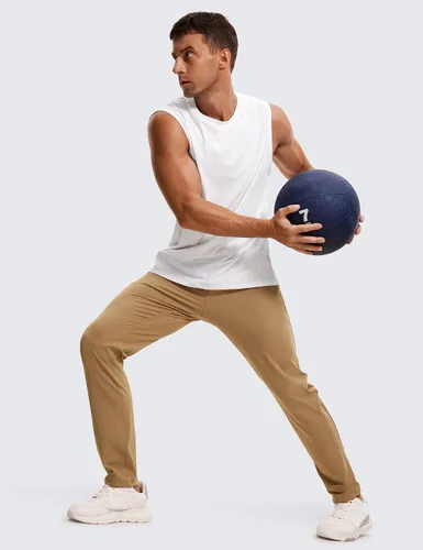 Vista 4 de CRZ YOGA Pantalones deportivos elásticos en 4 direcciones para hombre, de 30 pulgadas, para entrenamiento, casual, con bolsillo con cremallera