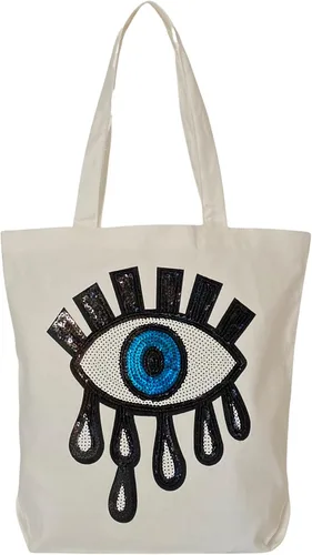 Vista 3 de Bolsa de lona de ojo malvado Bolsa de playa ecológica Bolsa de verano para mujer