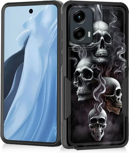Vista 61 de Funda para Moto G Play 4G 2024, resistente de doble capa híbrida de policarbonato duro, goma suave, a prueba de golpes, funda protectora resistente