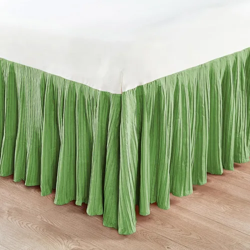 Vista 6 de Home Soft Things Falda de cama plisada de microfibra, diseño elegante envolvente de microfibra sólida con caída de 18 pulgadas, ropa de cama