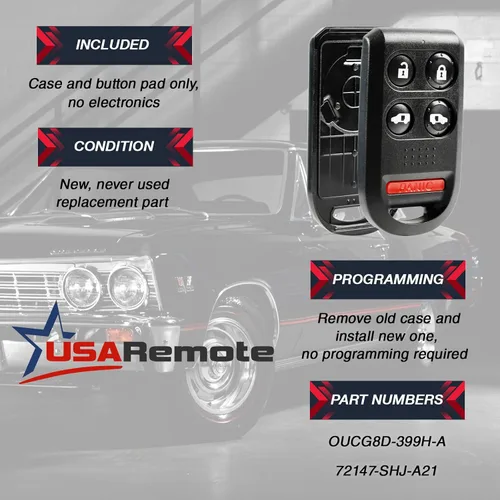 Vista 3 de Carcasa para llavero Honda Odyssey 2005-2010 sin llave y almohadilla de botón (OUCG8D-399H-A)
