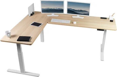 Vista 30 de VIVO DESK-KIT-3E8BO - Escritorio eléctrico de altura ajustable de 83 x 60 pulgadas para trabajar de pie, con 2 cubiertas sólidas de bambú, marco