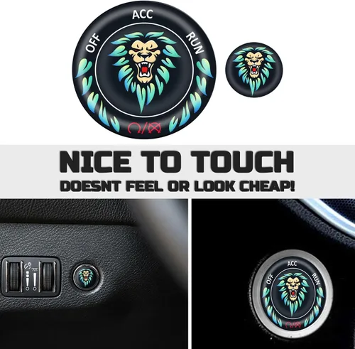 Vista 4 de TOOLEPIC - Cubierta de botón de arranque para Dodge Challenger Charger Durango, accesorios 2015-2025 - Kit de interruptor de encendido de parada