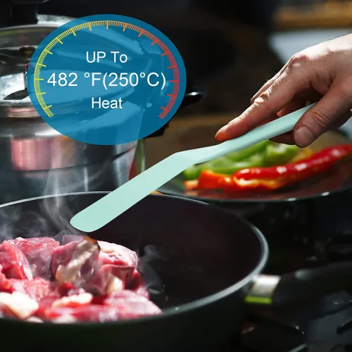 Vista 4 de Espátula de crepé estrecha de silicona fina espátula tortilla volteadora multifuncional larga resistente al calor para cocinar panqueques