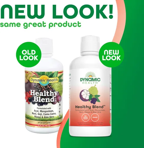 Vista 2 de Dynamic Health Mezcla saludable con acai, mangostán, noni, maqui y aloe vera, sin aditivos, apoyo del sistema inmunológico, antioxidante, vegano