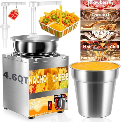 Vista 9 de Dispensador de queso nacho con bomba, calentador de queso Nacho de 2.8 cuartos de galón, calentador de acero inoxidable con ajuste de temperatura