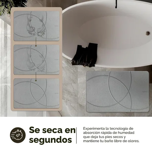 Vista 3 de TOSORO - Tapete de baño de piedra de tierra de diatomeas, antideslizante, súper absorbente, tapete de baño de piedra de diatomita para el suelo