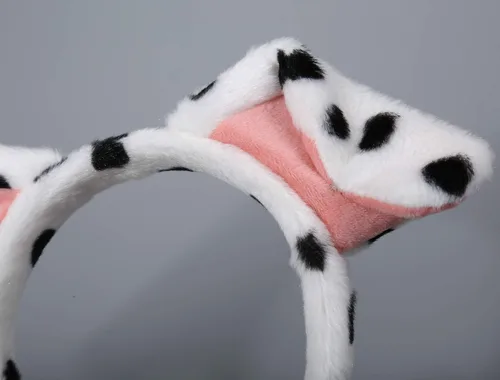 Vista 30 de CHEU Diadema dálmata con orejas de perro y cola para jugar en Halloween