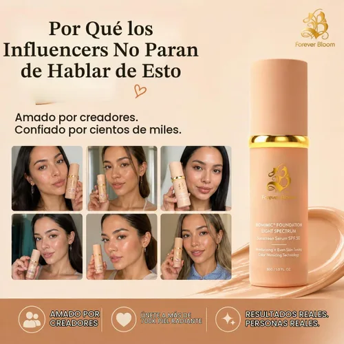 Vista 8 de Forever Bloom Biomimic - Base de maquillaje 4 en 1 que cambia de color SPF 50, luz Claro