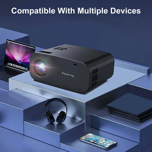 Vista 4 de Mini proyector con WiFi y Bluetooth, 4K Smart 1080P Proyector de película portátil para exteriores con Android 13 y aplicaciones integradas