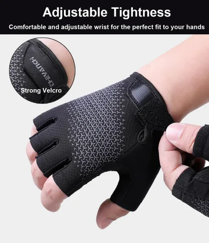 Vista 5 de SUJAYU Guantes de entrenamiento sin dedos para hombres y mujeres guantes de bicicleta para hombres accesorios de bicicleta de ciclismo, guantes