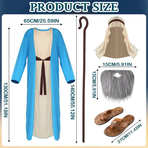 Vista 2 de Liitrsh Disfraz religioso bíblico de Noé de Jesús, 5 piezas, para hombre, accesorios de Halloween