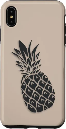 Vista 11 de Black Dark grey Pineapple on Tan beige for Pineapple lovers Case for iPhone 16