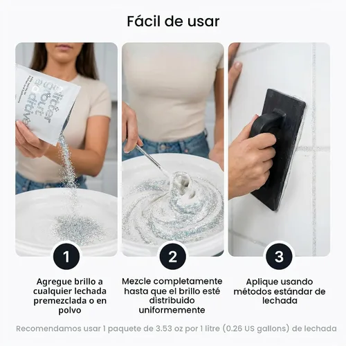 Vista 3 de Hemway Aditivo de lechada con purpurina plateada 3.53 oz escamas metálicas Plata
