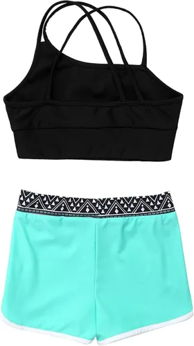 Vista 4 de YEAHDOR Kids Girls Ballet Jazz Dance Costume Crop Top with Shorts Pantskirt 2 Piece Gymnastic Outfit Dancewear