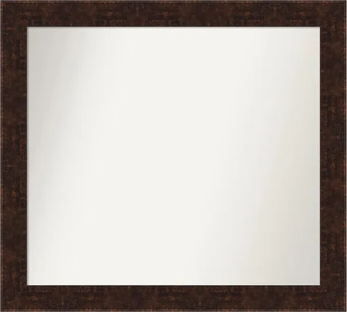 Vista 273 de Amanti Art Espejo de baño de bronce para sobre fregadero, 24 x 24 pulgadas, espejo de tocador cuadrado estrecho de bronce Manhattan, marco de madera