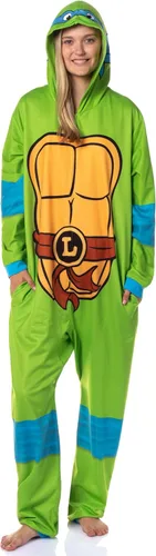 Vista 6 de INTIMO Disfraz de tortuga ninja con capucha para hombre, pijama de dormir para adultos Leonardo