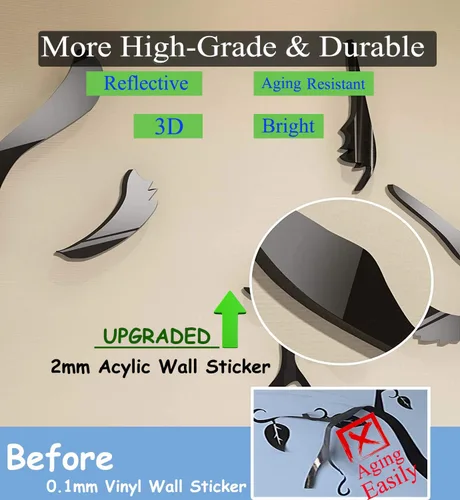 Vista 5 de Calcomanías de pared de acrílico 3D para pareja, románticas calcomanías de pared para dormitorio, sala de estar, decoración artística moderna