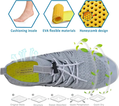 Vista 4 de Zapatos de agua para hombre y mujer, secado rápido, calcetines acuáticos, zapatos de buceo para playa, natación, surf, piscina, yoga, viajes, al