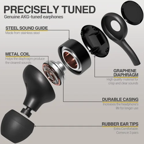 Vista 6 de Auriculares con cable AKG de Samsung Originales tipo USB C con control remoto y micrófono para Galaxy A53 5G, S22, S21 FE, S20 Ultra, Note 10, Note