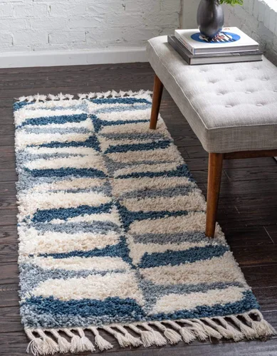 Vista 12 de Unique Loom Hygge Shag Collection - Alfombra moderna de inspiración marroquí, diseño geométrico, felpa y acogedora