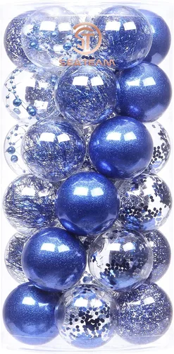 Vista 64 de Sea Team Juego de bolas de Navidad de plástico transparente, inastillables, varios tamaños, bolas decorativas de Navidad con decoraciones delicadas
