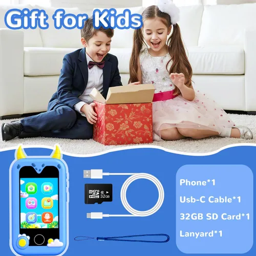 Vista 6 de Teléfono de juguete para niños, juguetes de teléfono inteligente con cámara dual - regalo de Navidad y cumpleaños para niños de 3 a 12 años