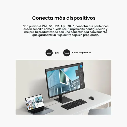 Vista 8 de [Usado] SAMSUNG Serie ViewFinity S7 (S70D) - Monitor 4K UHD de 27 pulgadas de alta resolución con HDR10, múltiples puertos, soporte de fácil