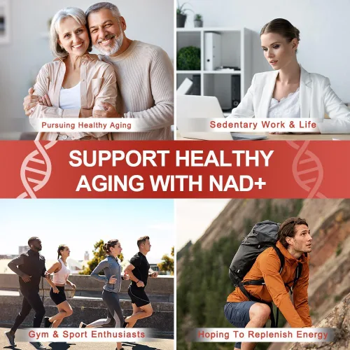 Vista 6 de Suplemento NAD de 1200 mg mezcla sinérgica con ribósido de nicotinamida, PQQ y resveratrol - Suplemento antienvejecimiento premium para energía