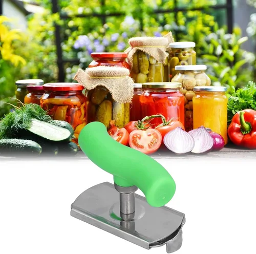 Vista 2 de Abrelatas de acero inoxidable, abridor de botellas manual portátil, abridor de latas de alta resistencia con mango ergonómico para cocina, Verde