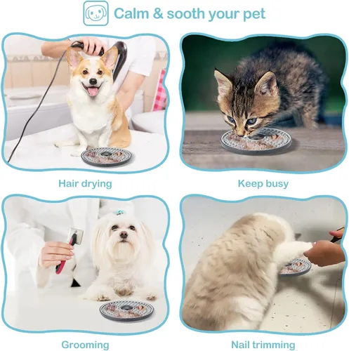 Vista 5 de Avont Tapete para lamer para perros y gatos, tapete para lamer jaula de perros y gatos, alimentador lento para alimentos húmedos, almohadilla