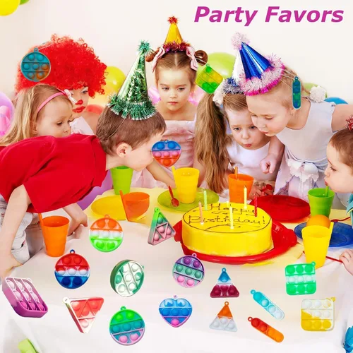 Vista 5 de Llavero de juguete para ansiedad con burbujas para apretar, paquete de 180 juguetes para la ansiedad, regalos de fiesta para niños de 3 a 5 y 4 a 8