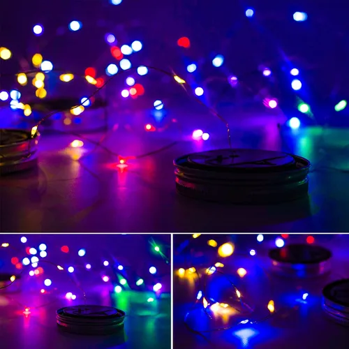 Vista 8 de Luces solares mejoradas para frascos, paquete de 8 unidades, 10 LED, impermeables, para frascos de luciérnaga, luces con ganchos