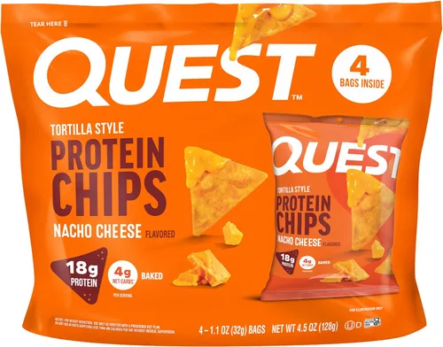Vista 26 de Quest Nutrition Chips de proteína, barbacoa, 0.78 oz de proteína, 0.11 oz de carbohidratos netos, 130 cals, bolsa de 1.1 onzas, 1 unidad, alto